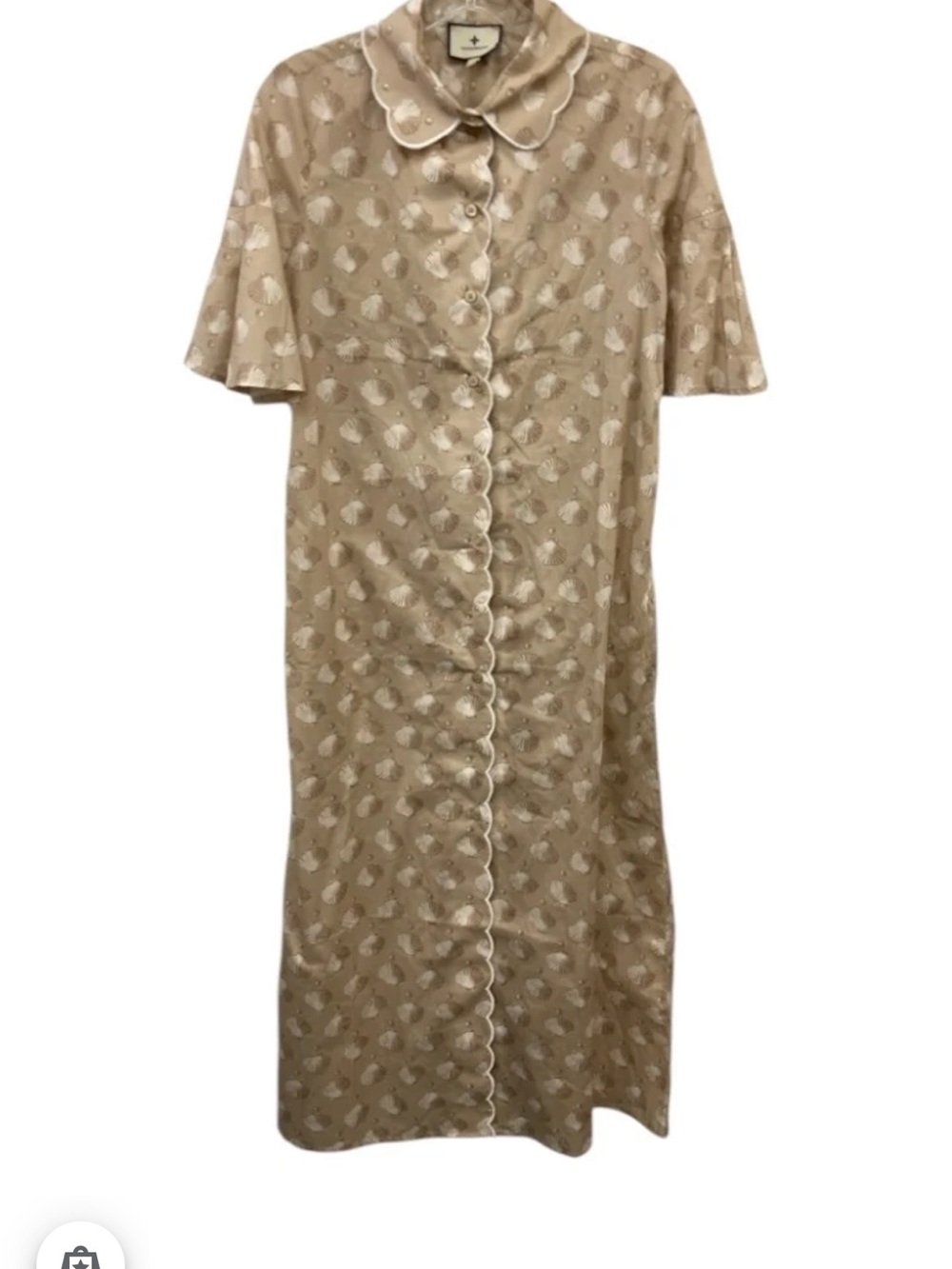 Tuckernuck Beige seashell Scallop-Trim Maxi Dress